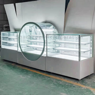 Commercial Toughened Glass Cake Display Refrigerator auto defrosting With 3 Shelves
